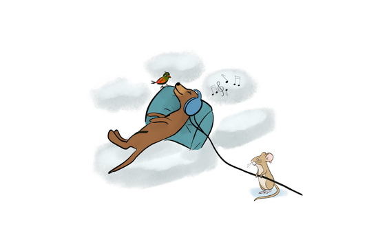 Oliver's blue headphones - Ineffable Illustrations