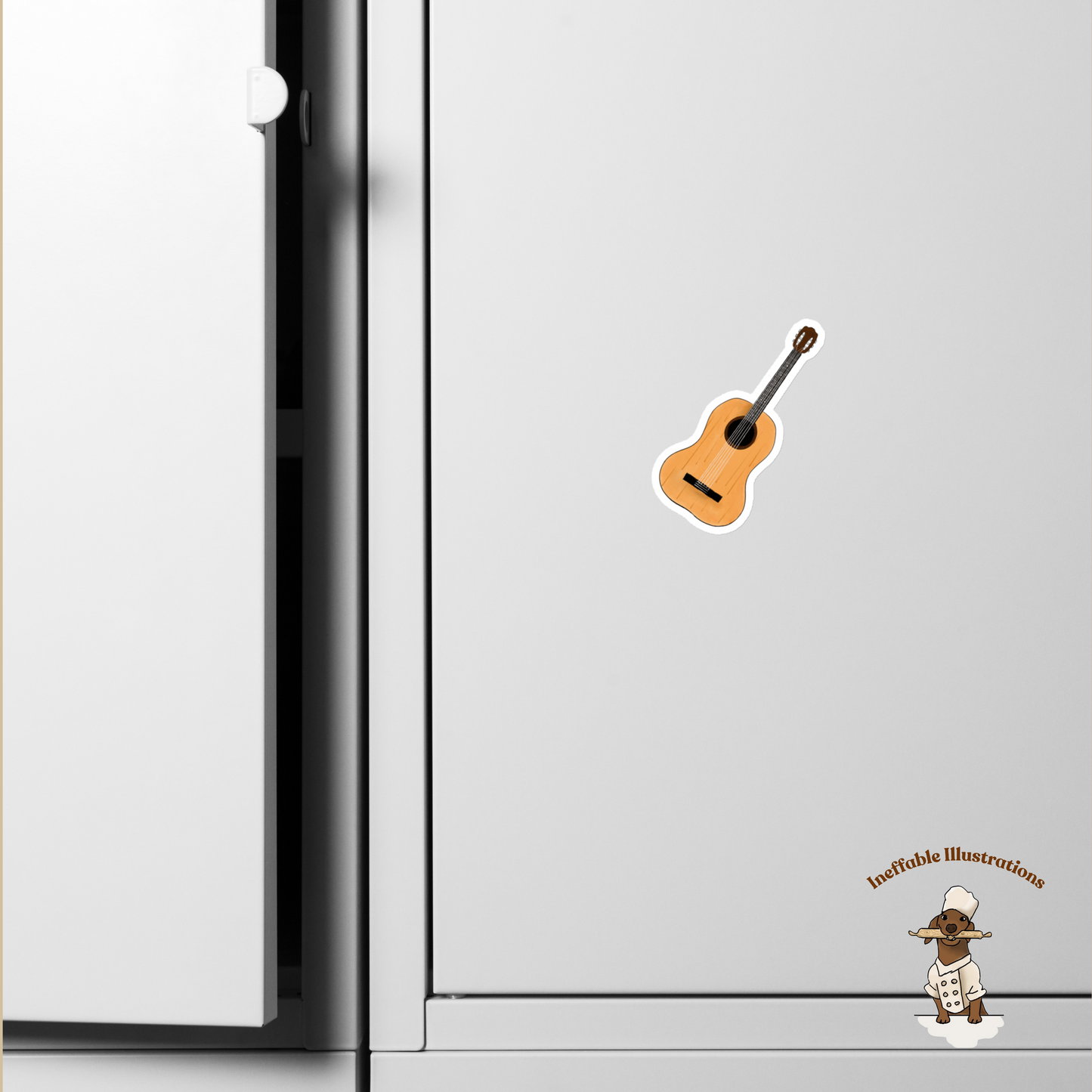 Hand Drawn Guitar Magnet - Unique Music Lover Gift, Decorative Fridge Magnet, Acoustic Guitar Art Accessory