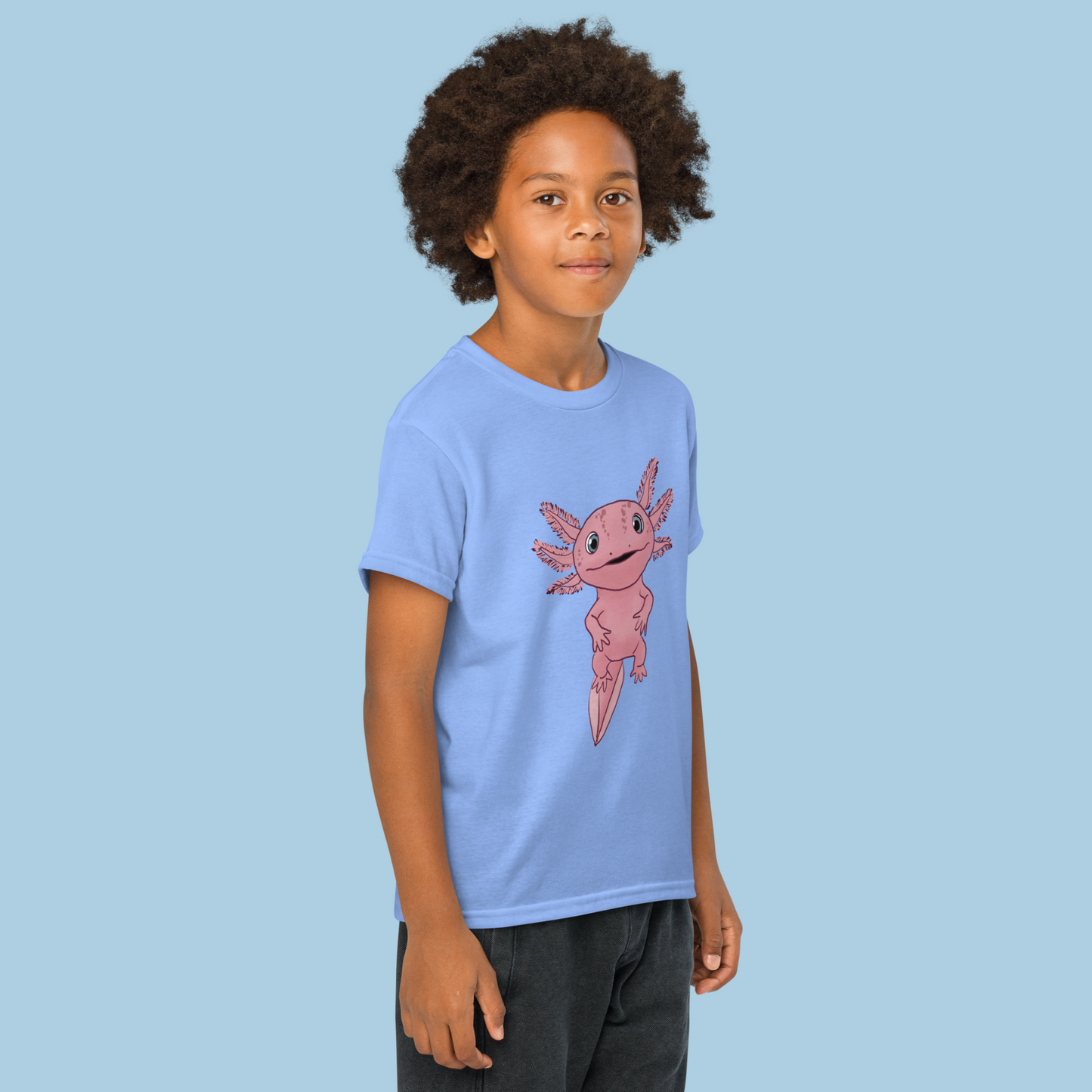 Cute Axolotl Youth T-Shirt | Adorable Axolotl Alex Hand Drawn Design for Kids | Fun Graphic Tee for Axolotl Lovers & Gifts
