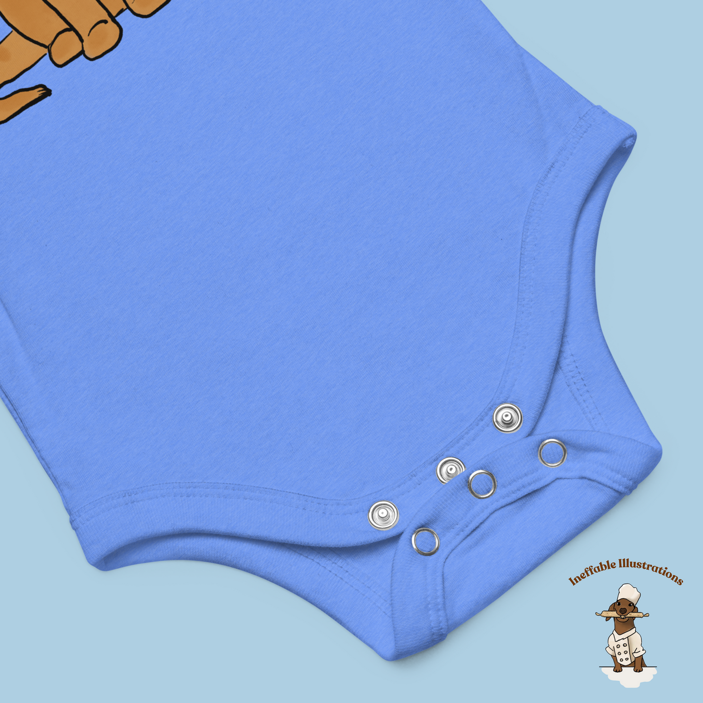 Baby Short Sleeve One Piece with Cute Cat Ginger | Adorable Infant Bodysuit | Perfect Baby Gift & Outfit for Newborns - Ineffable Illustrations
