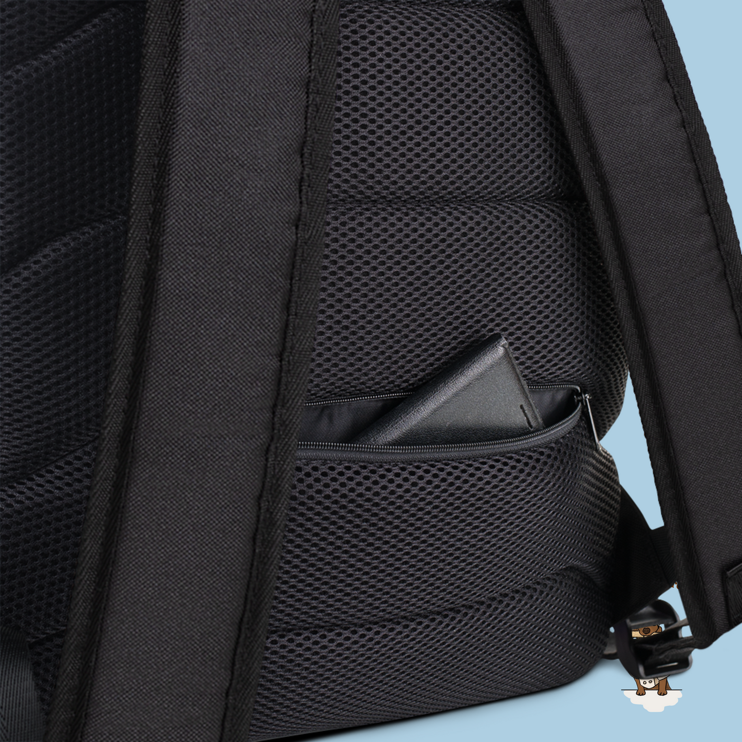 Gamer's Bag Backpack with Hand-drawn Cute Dachshund Oliver on Computer, Fun Gift for Dog Lovers & Gamers - Ineffable Illustrations