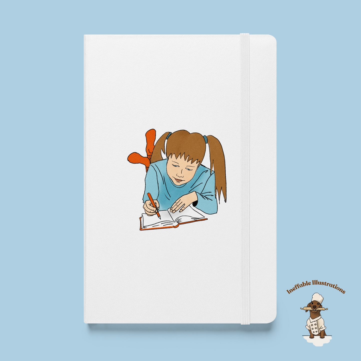 Hardcover Notebook with Drawing & Writing Girl, Perfect Gift for Students and Artists Sketchbook for Creativity - Ineffable Illustrations