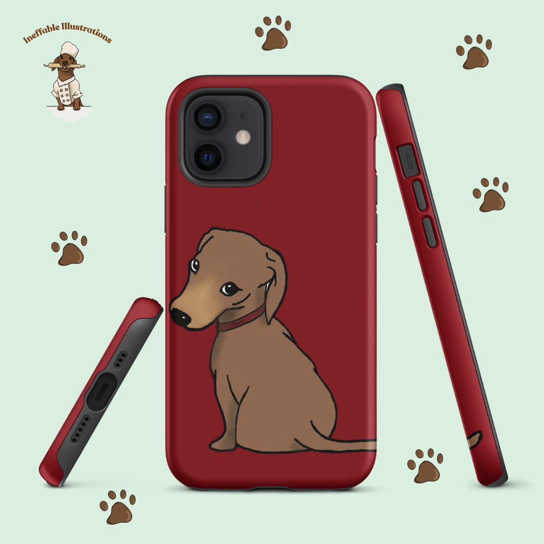 IPhone Case. Tough Case for iPhone®: Cute Hand-Drawn Dachshund Oliver, Unique Pet Lover Gift, Durable Phone Protection, Custom Dog Art
