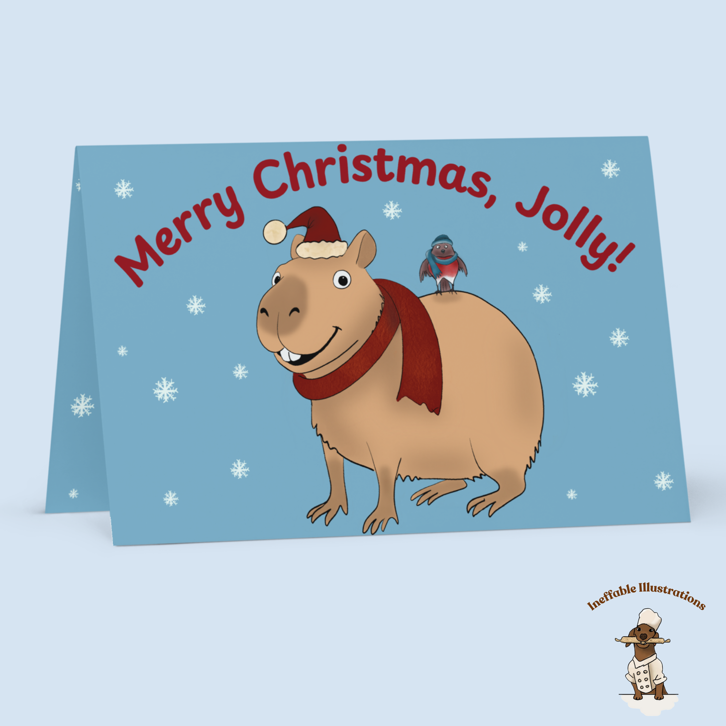 Personalized Christmas Greeting Card with Jolly the Capybara