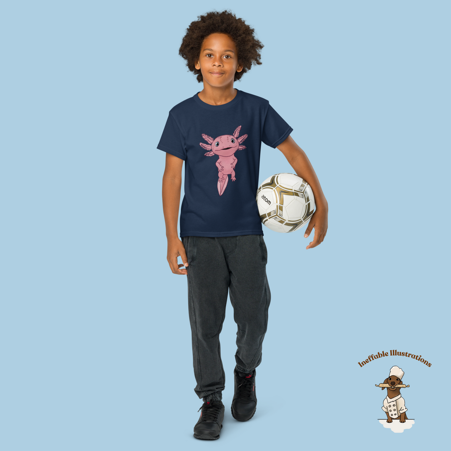 Cute Axolotl Youth T-Shirt | Adorable Axolotl Alex Hand Drawn Design for Kids | Fun Graphic Tee for Axolotl Lovers & Gifts