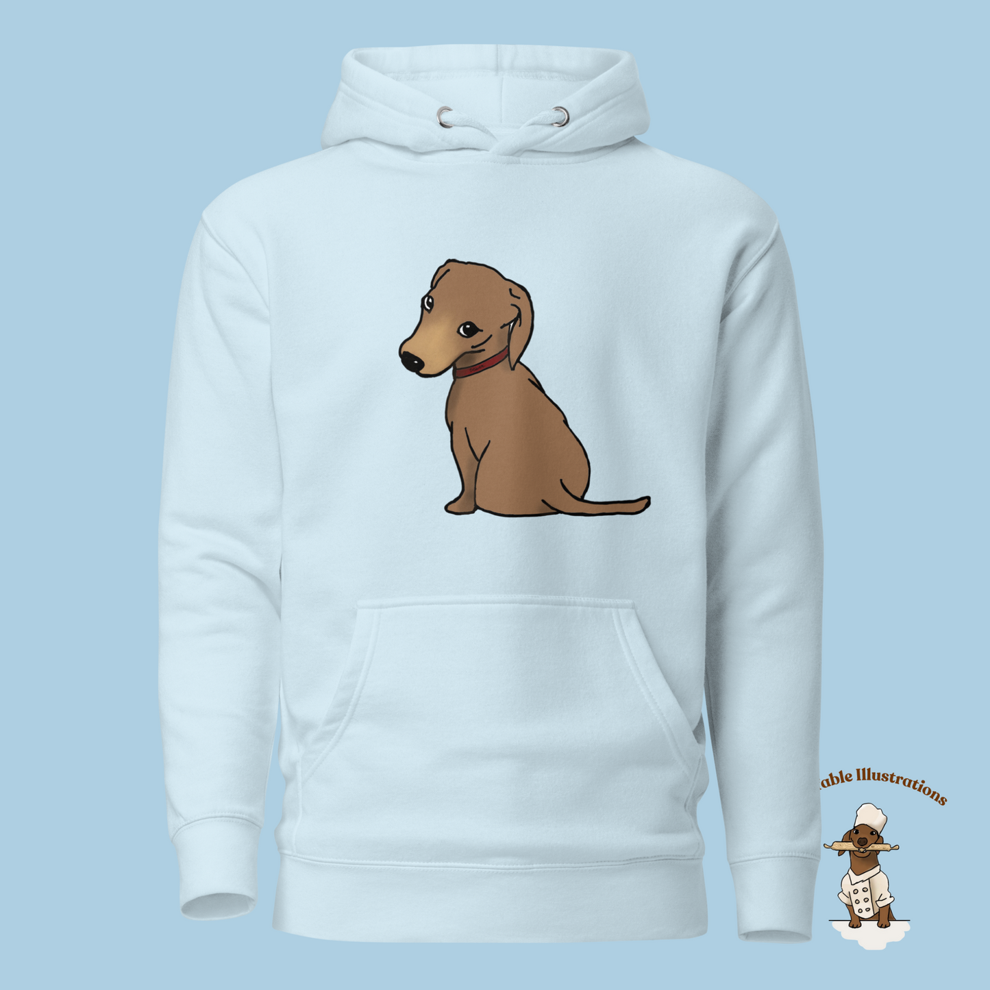 Cute Dachshund Oliver Hoodie | Unisex Hand-Illustrated Dachshund Design | Cozy Pet Lover Gift | Casual Wear for Dog Lovers - Ineffable Illustrations