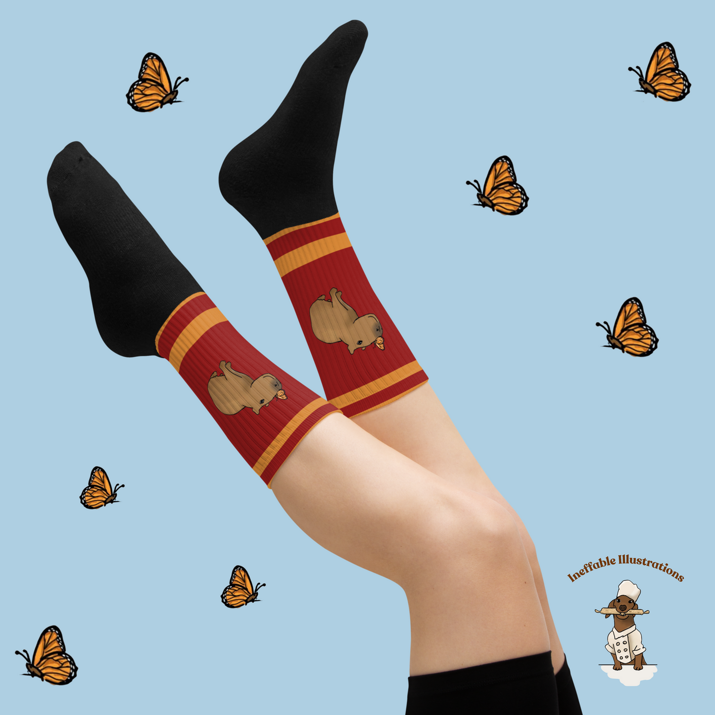 Capybara Socks with Capybara Jolly with Butterfly, Cute Animal Socks, Cozy Gift for Animal Lovers, Fun Capybara Apparel, Unisex Socks - Ineffable Illustrations