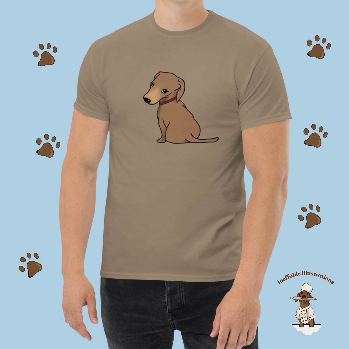 Shirt. Dachshund T-Shirt, Unisex Classic Tee with Cute Dachshund Oliver Design, Funny Pet Lover Gift, Dog Mom or Dad Apparel, Hand Drawn - Ineffable Illustrations