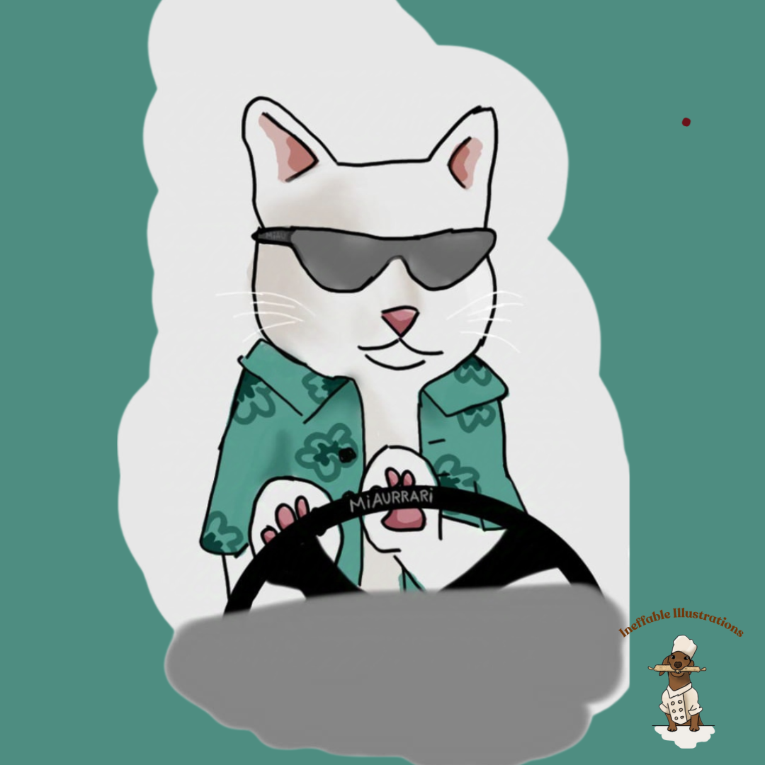 IPhone case. Durable Dual-Layer iPhone Case Featuring Ralph the Cat in a Luxurious Car - Fun & Functional! - Ineffable Illustrations