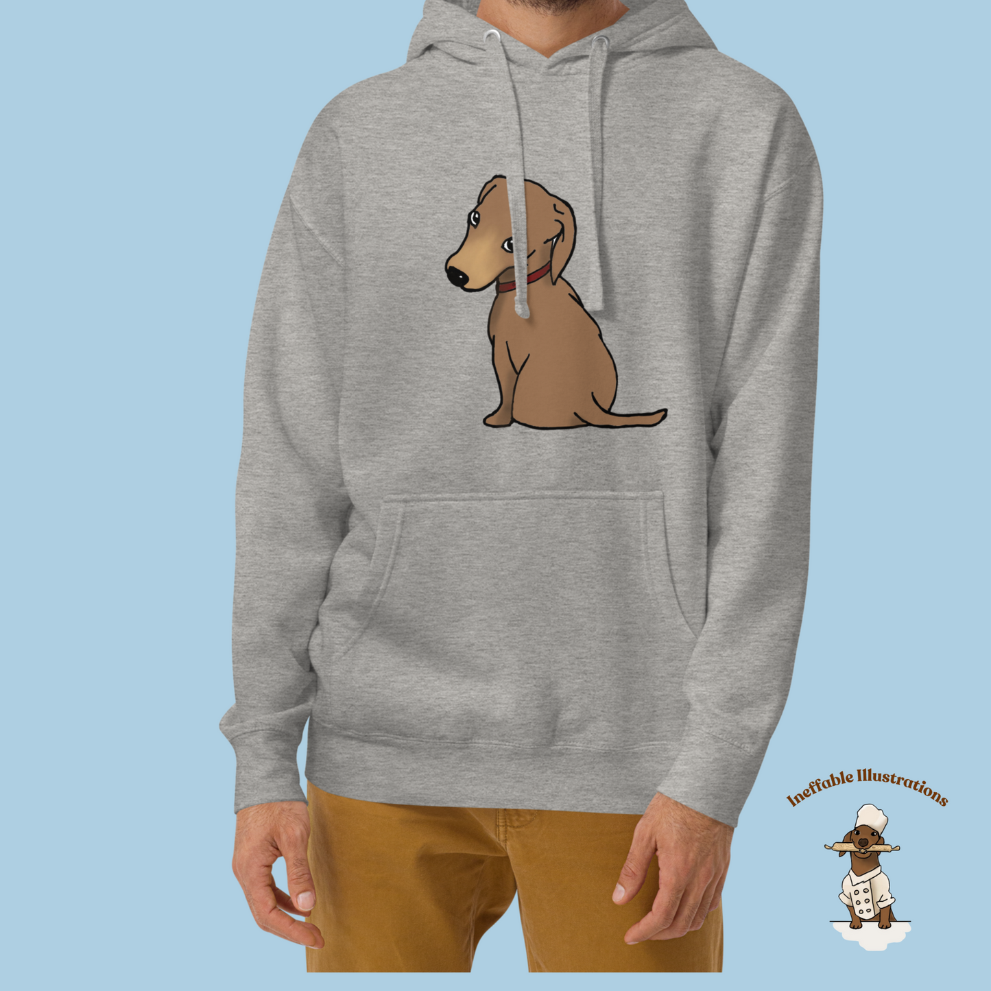 Cute Dachshund Oliver Hoodie | Unisex Hand-Illustrated Dachshund Design | Cozy Pet Lover Gift | Casual Wear for Dog Lovers - Ineffable Illustrations