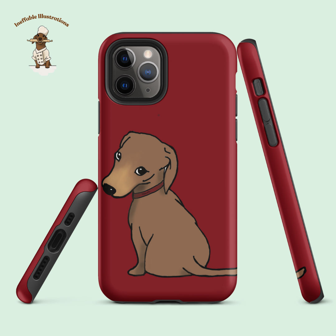 IPhone Case. Tough Case for iPhone®: Cute Hand-Drawn Dachshund Oliver, Unique Pet Lover Gift, Durable Phone Protection, Custom Dog Art