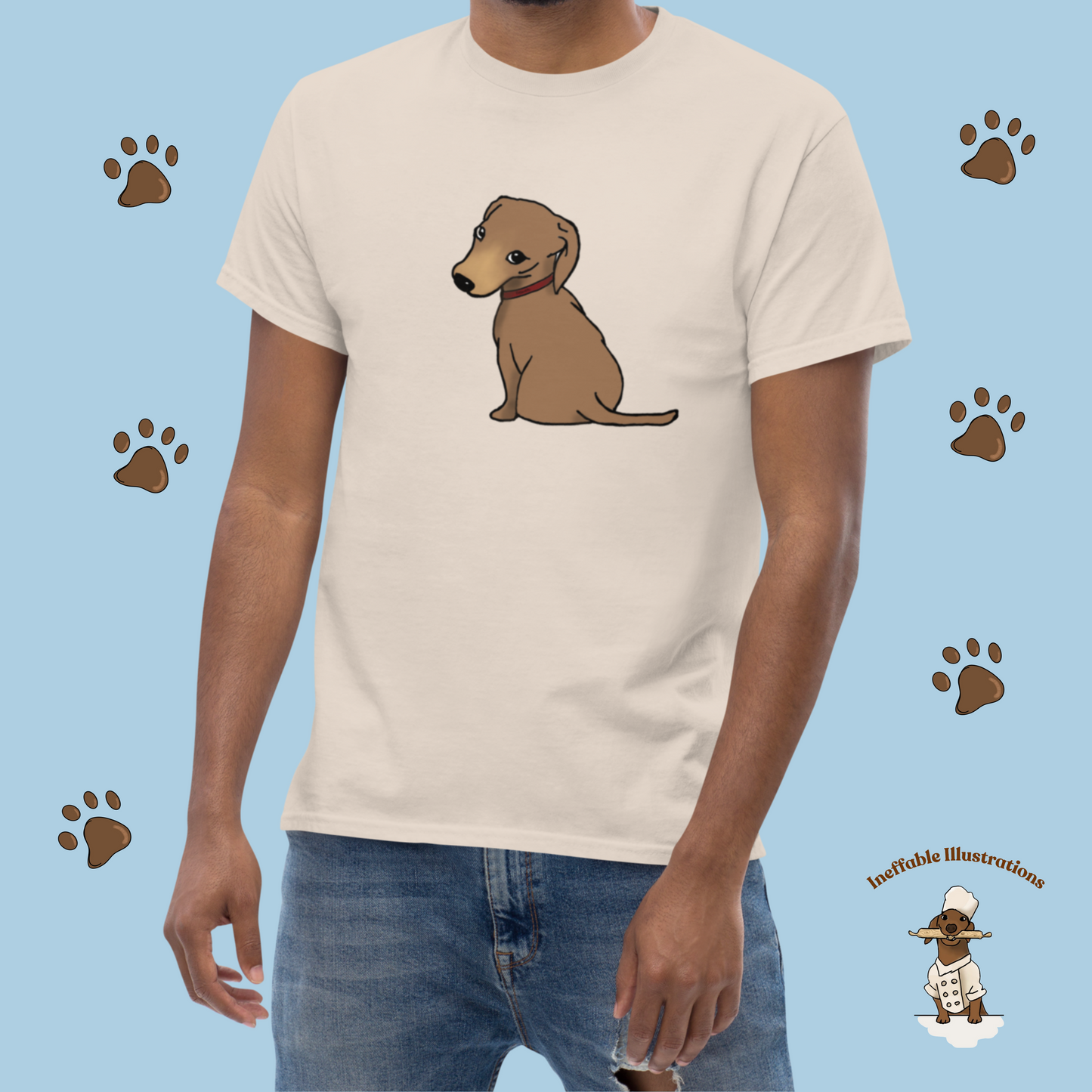 Shirt. Dachshund T-Shirt, Unisex Classic Tee with Cute Dachshund Oliver Design, Funny Pet Lover Gift, Dog Mom or Dad Apparel, Hand Drawn - Ineffable Illustrations