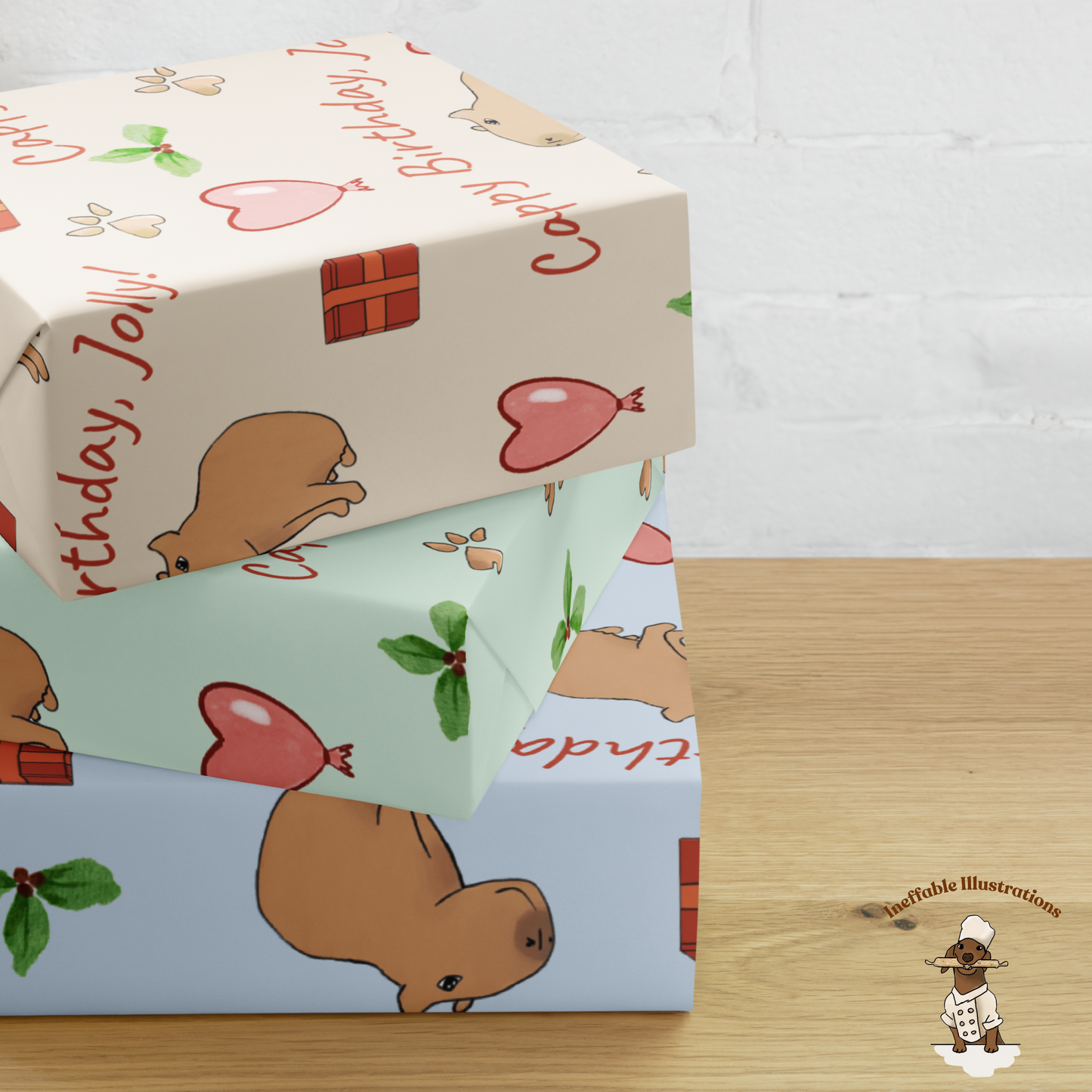 Personalized Capybara Wrapping Paper Sheets, Cute Gift Wrap for Birthdays & Holidays, Fun Decor for Festive Gifts - Ineffable Illustrations