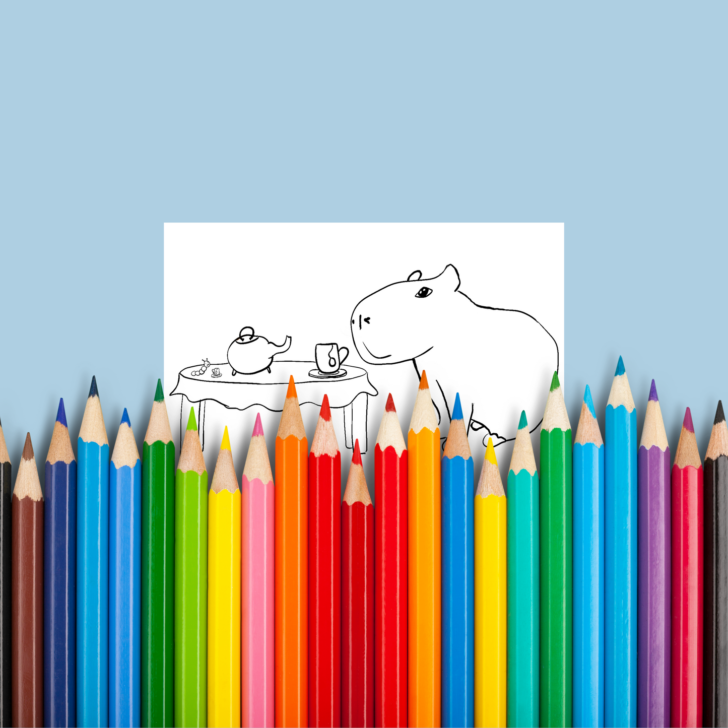 Capybara Coloring Pages Bundle: Printable Animal Coloring Sheets for Kids and Adults, Relaxing Pet Art Therapy Gift