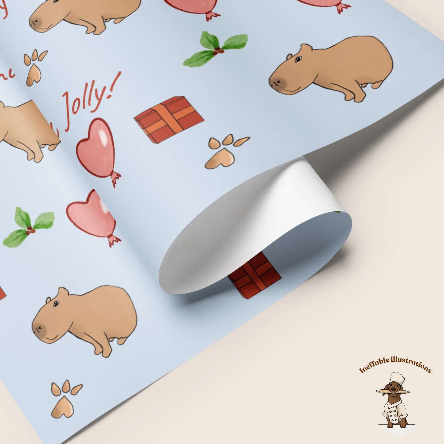 Personalized Capybara Wrapping Paper Sheets, Cute Gift Wrap for Birthdays & Holidays, Fun Decor for Festive Gifts - Ineffable Illustrations