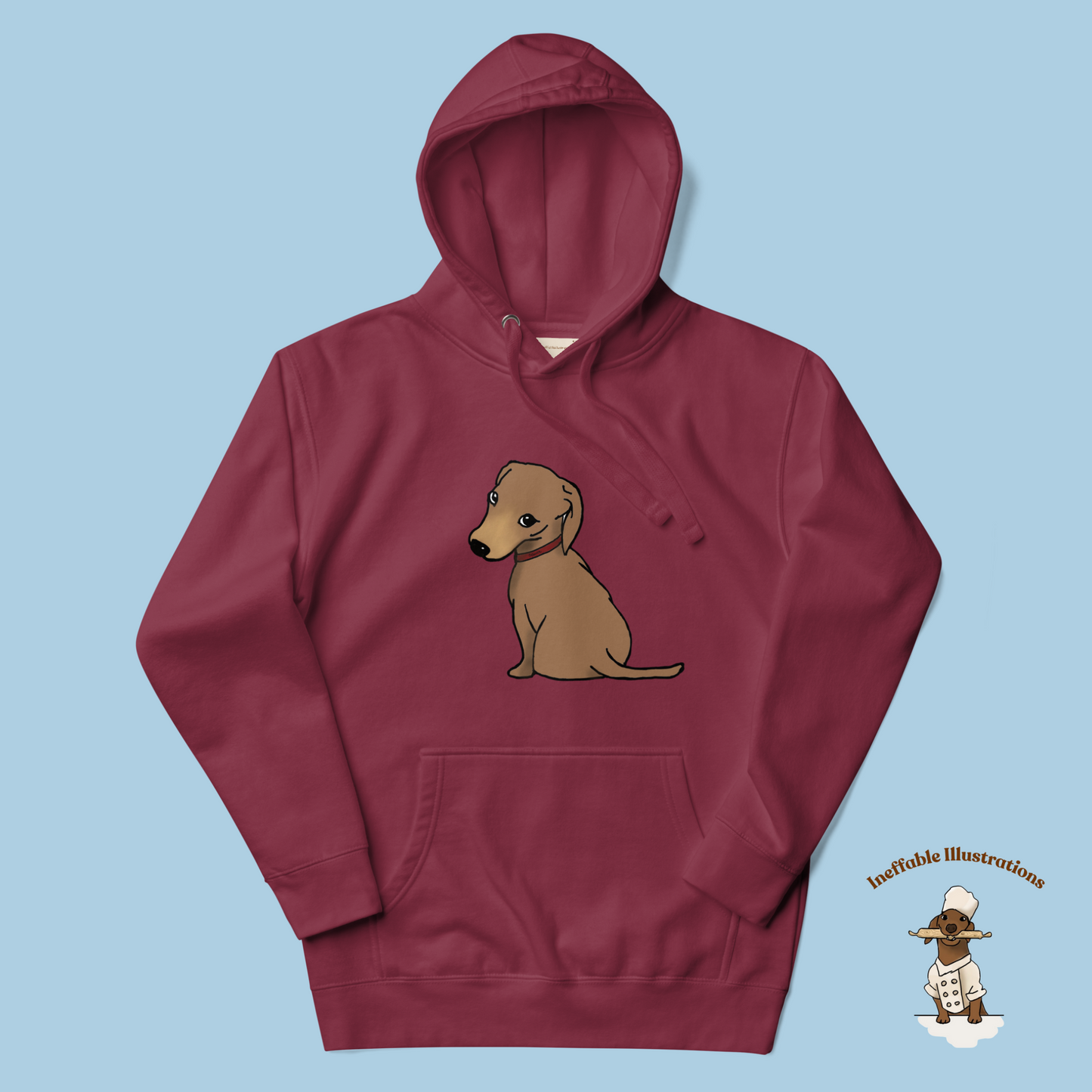Cute Dachshund Oliver Hoodie | Unisex Hand-Illustrated Dachshund Design | Cozy Pet Lover Gift | Casual Wear for Dog Lovers - Ineffable Illustrations