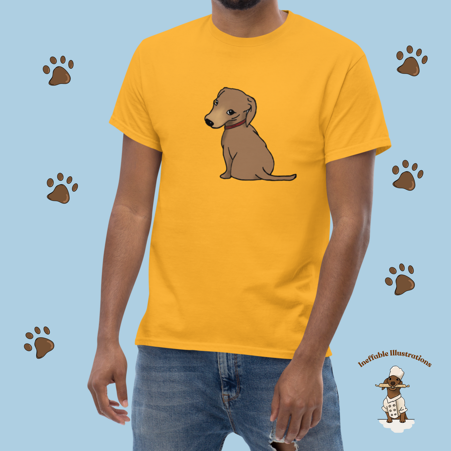 Shirt. Dachshund T-Shirt, Unisex Classic Tee with Cute Dachshund Oliver Design, Funny Pet Lover Gift, Dog Mom or Dad Apparel, Hand Drawn - Ineffable Illustrations