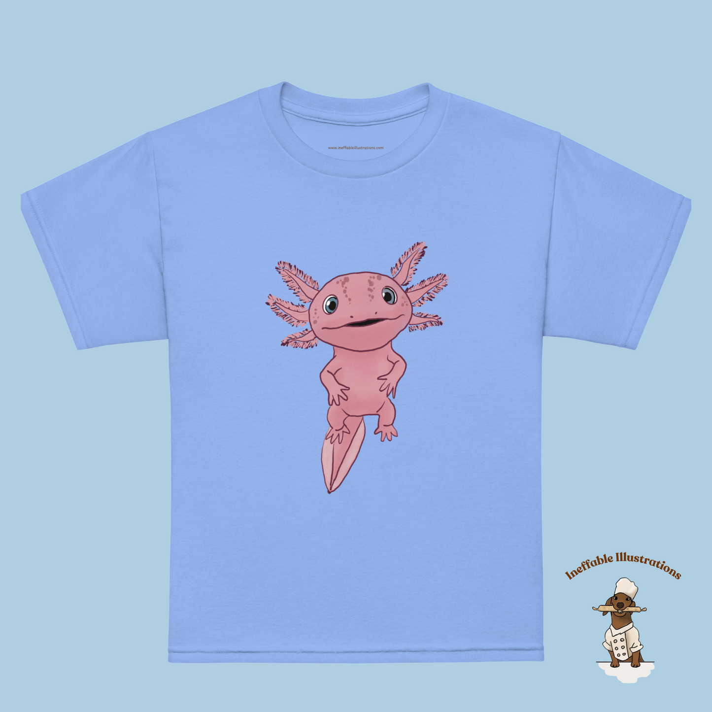 Cute Axolotl Youth T-Shirt | Adorable Axolotl Alex Hand Drawn Design for Kids | Fun Graphic Tee for Axolotl Lovers & Gifts