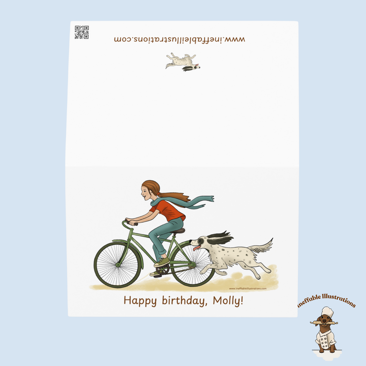 Personalized Happy Birthday Card - English Setter & Girl Adventure | Custom Name Birthday Greeting Card
