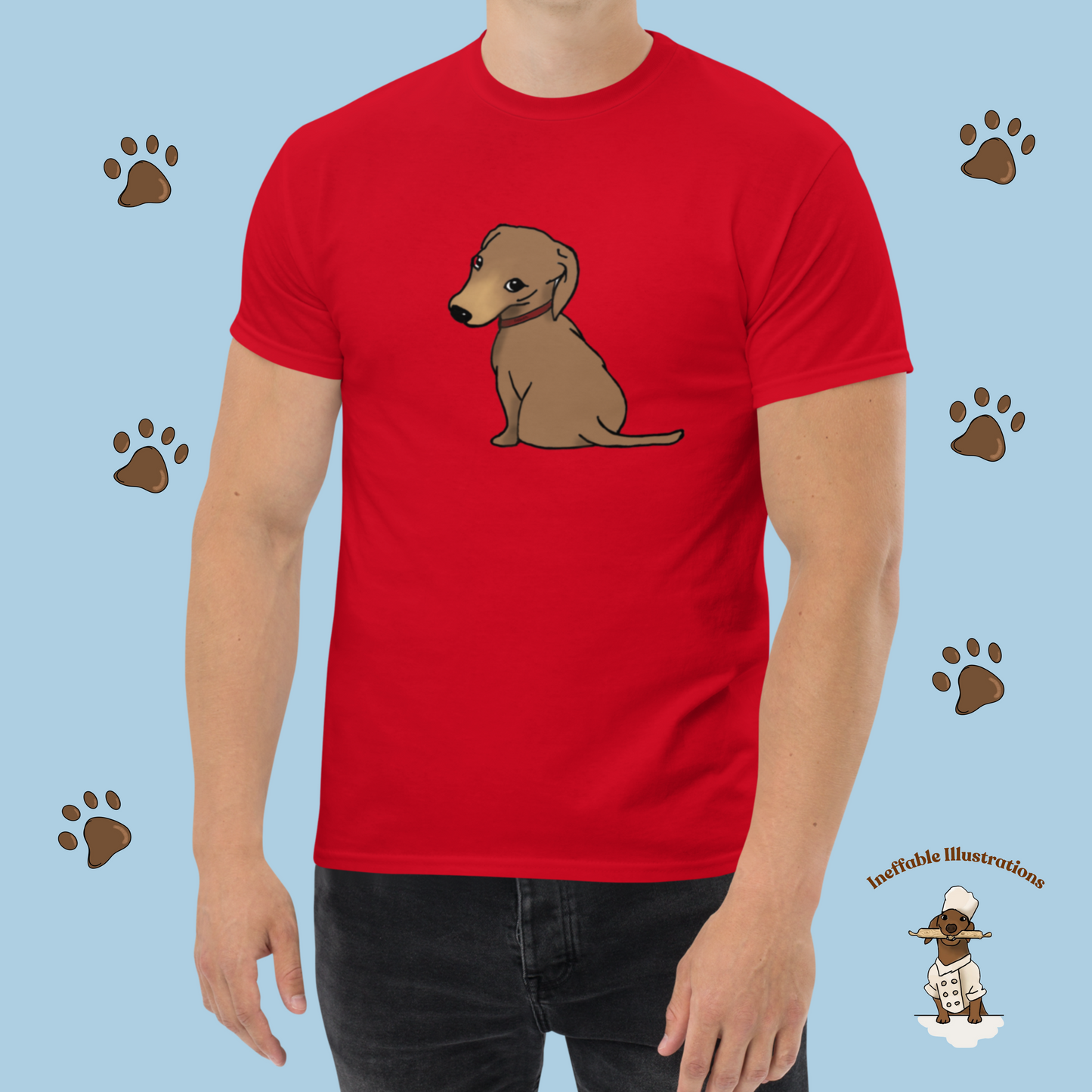 Shirt. Dachshund T-Shirt, Unisex Classic Tee with Cute Dachshund Oliver Design, Funny Pet Lover Gift, Dog Mom or Dad Apparel, Hand Drawn - Ineffable Illustrations