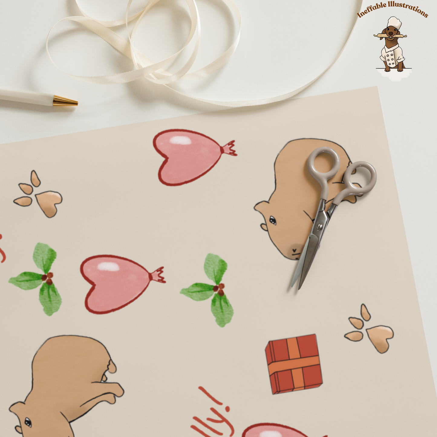 Personalized Capybara Wrapping Paper Sheets, Cute Gift Wrap for Birthdays & Holidays, Fun Decor for Festive Gifts - Ineffable Illustrations