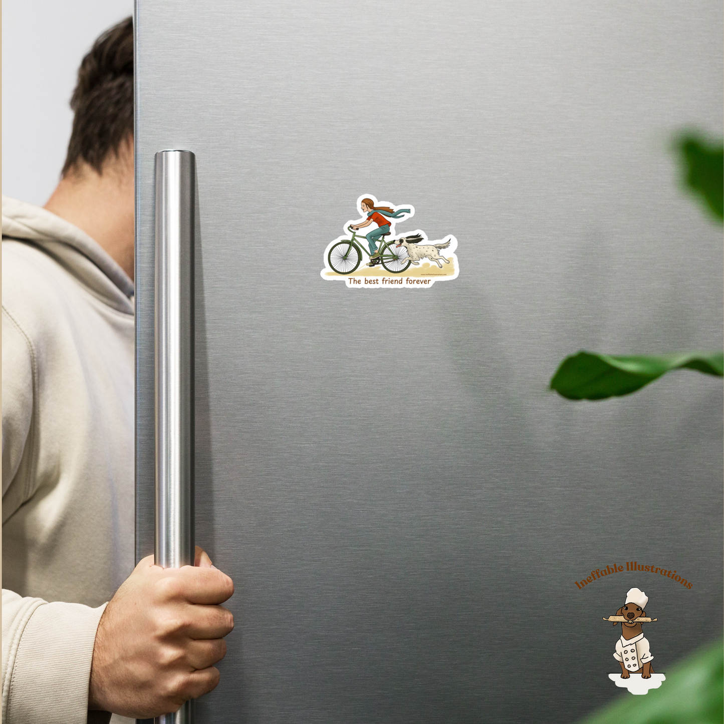 Molly & Zagi Bicycle Adventure Magnet - English Setter Dog Lover Fridge Magnet