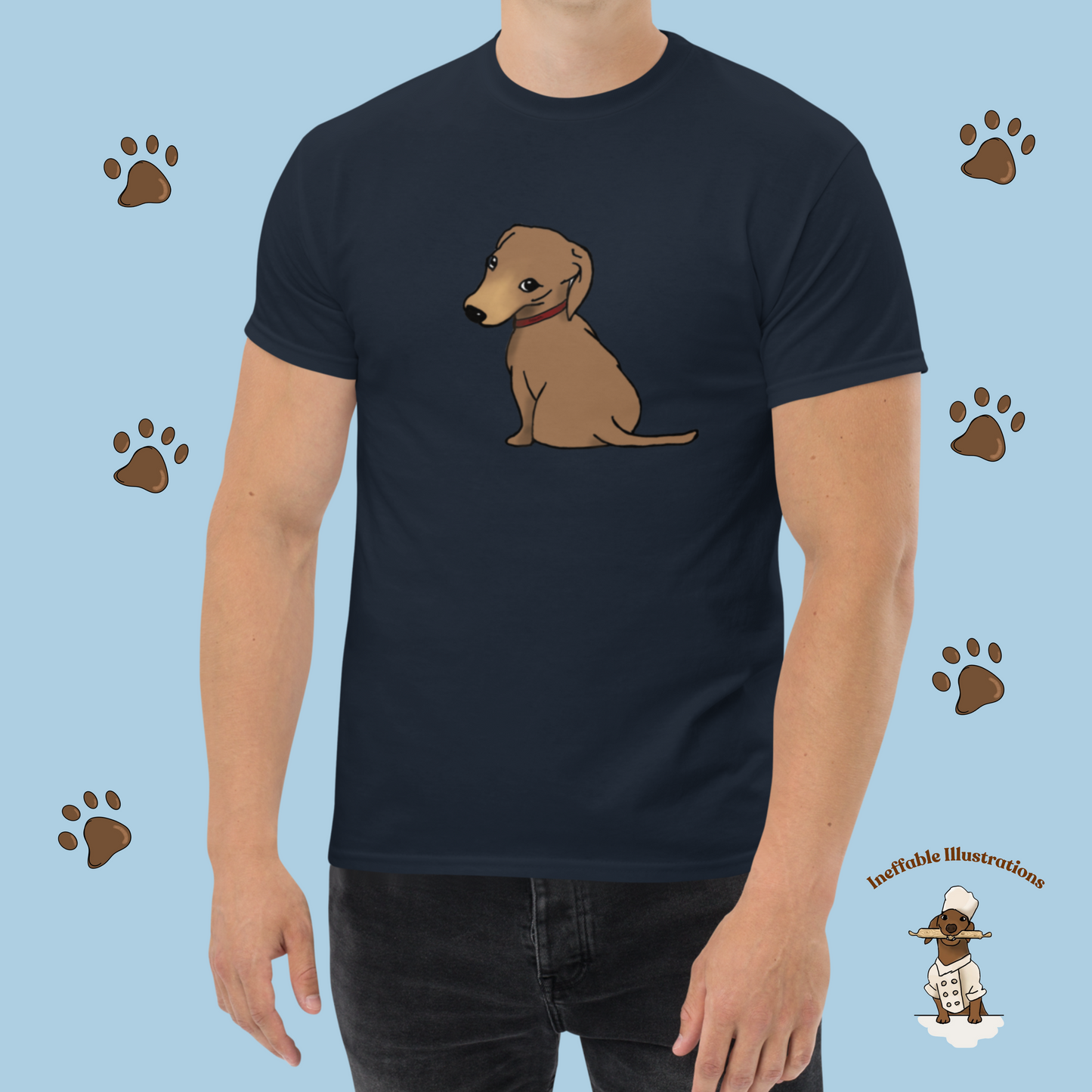 Shirt. Dachshund T-Shirt, Unisex Classic Tee with Cute Dachshund Oliver Design, Funny Pet Lover Gift, Dog Mom or Dad Apparel, Hand Drawn - Ineffable Illustrations