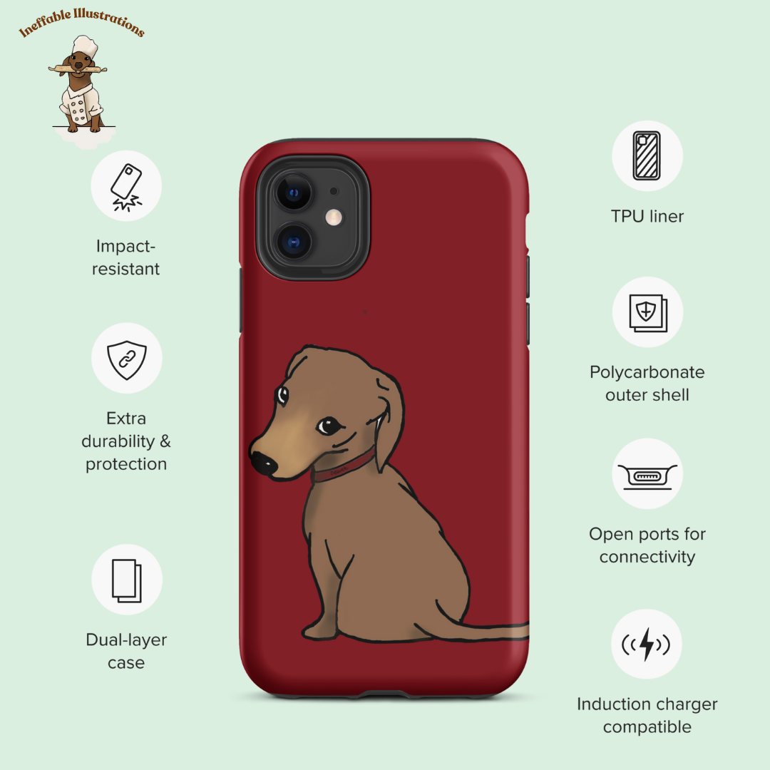 IPhone Case. Tough Case for iPhone®: Cute Hand-Drawn Dachshund Oliver, Unique Pet Lover Gift, Durable Phone Protection, Custom Dog Art