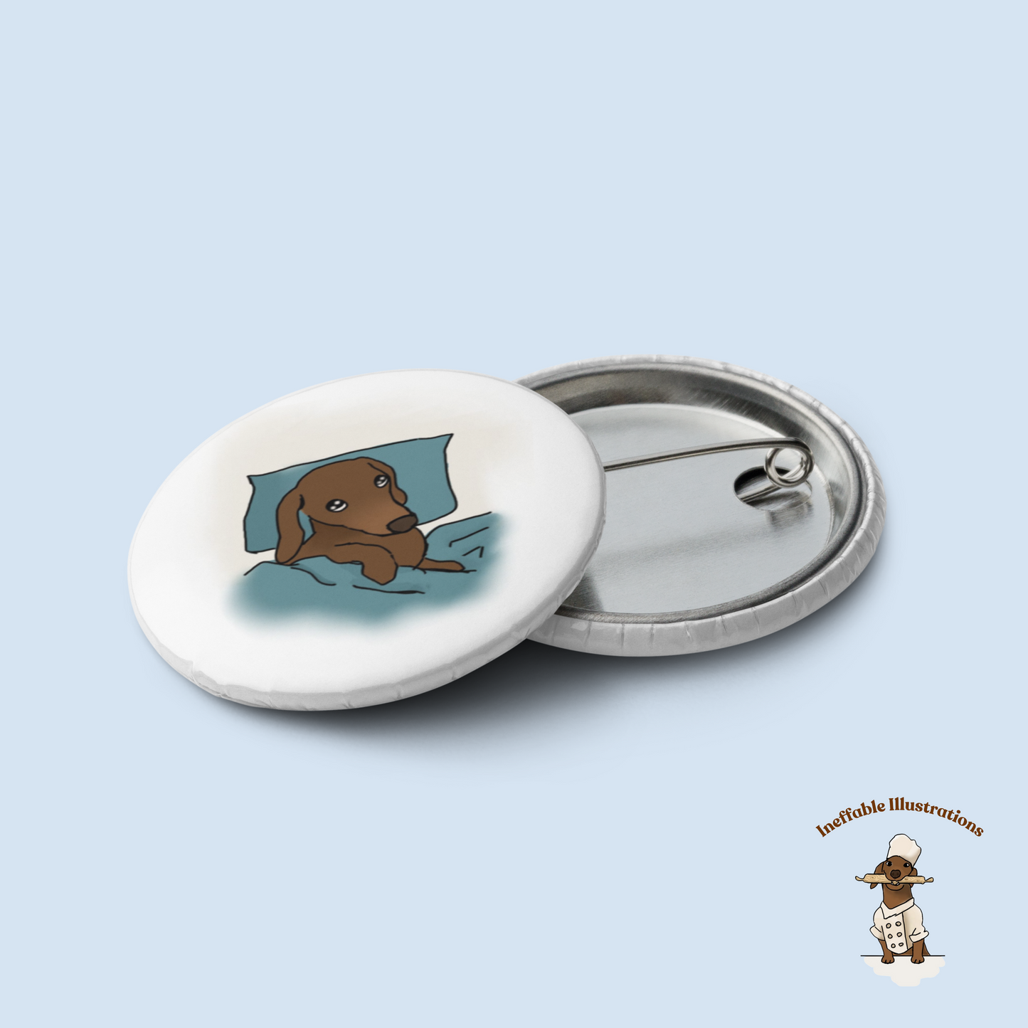 Dachshund Button Pins Set of Cute Oliver Enjoying Life | Fun Dog Accessories & Gifts for Pet Lovers - Ineffable Illustrations