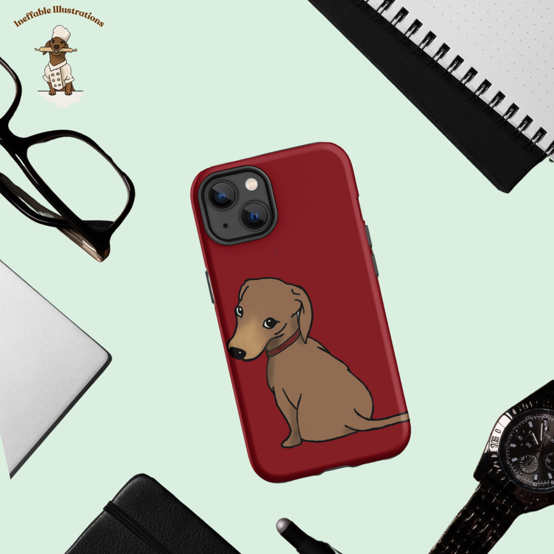 IPhone Case. Tough Case for iPhone®: Cute Hand-Drawn Dachshund Oliver, Unique Pet Lover Gift, Durable Phone Protection, Custom Dog Art