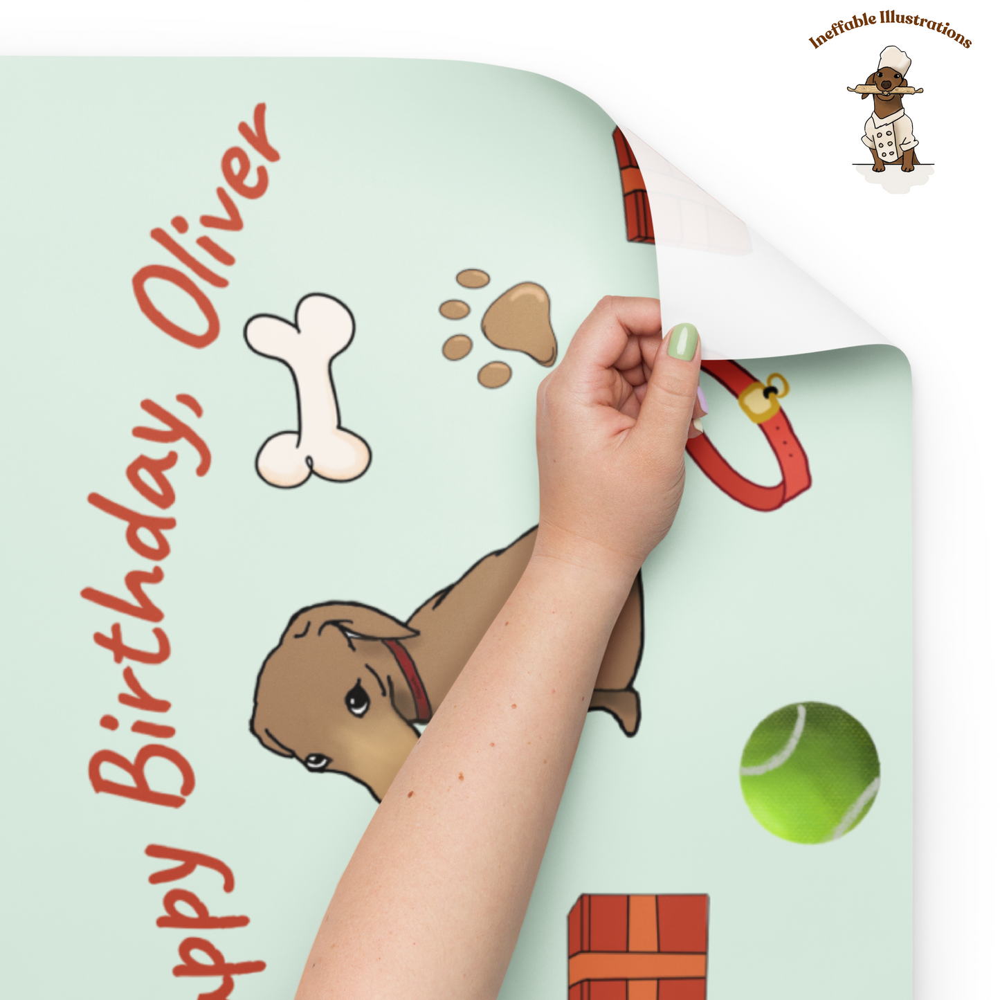 Personalized Dachshund Wrapping Paper - Festive Gift Wrap for Dog Lovers & Pet Parents - Cute Birthday Gift Wrap Sheets - Ineffable Illustrations