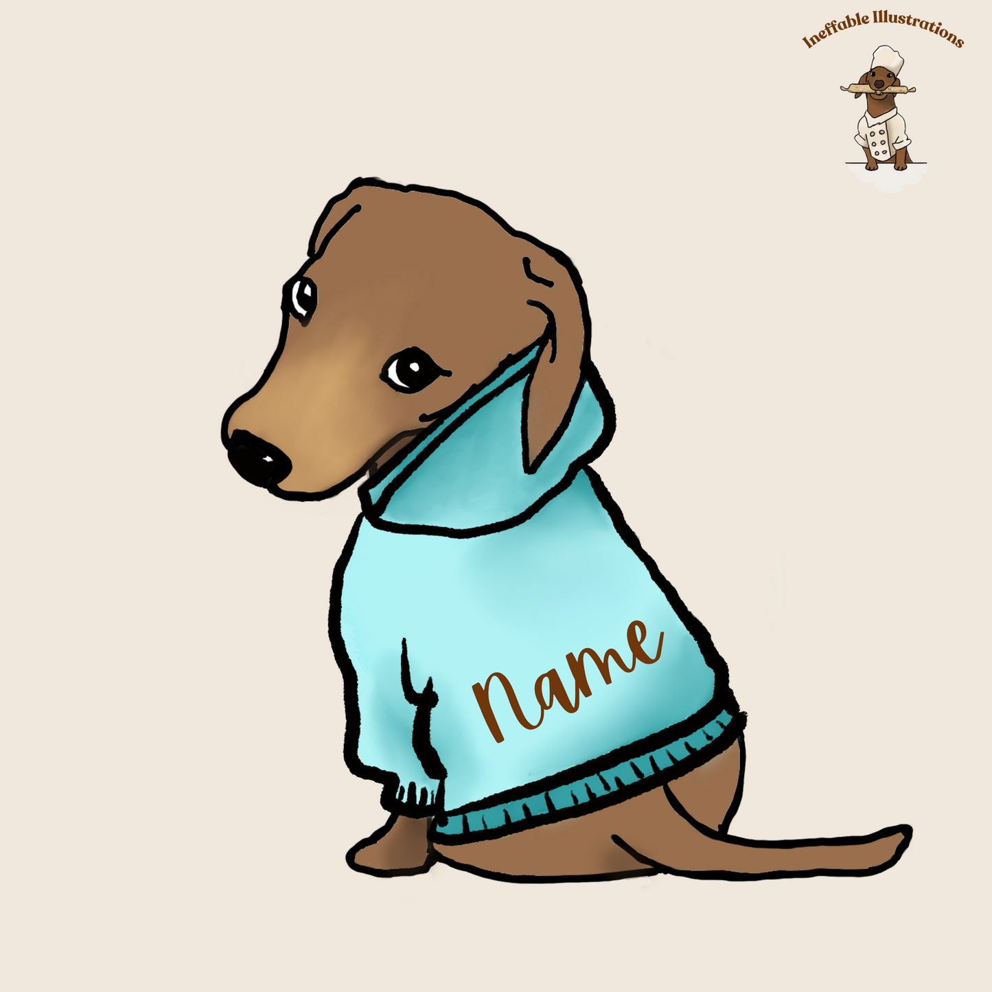 Personalized Dog Hoodie - Cute Dachshund Oliver Custom Pet Apparel, Animal Lover Gift, Cute Puppy Sweater