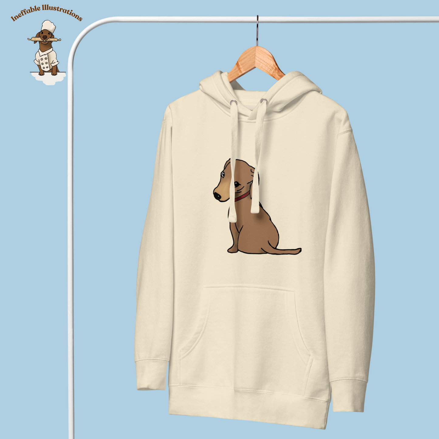 Cute Dachshund Oliver Hoodie | Unisex Hand-Illustrated Dachshund Design | Cozy Pet Lover Gift | Casual Wear for Dog Lovers - Ineffable Illustrations
