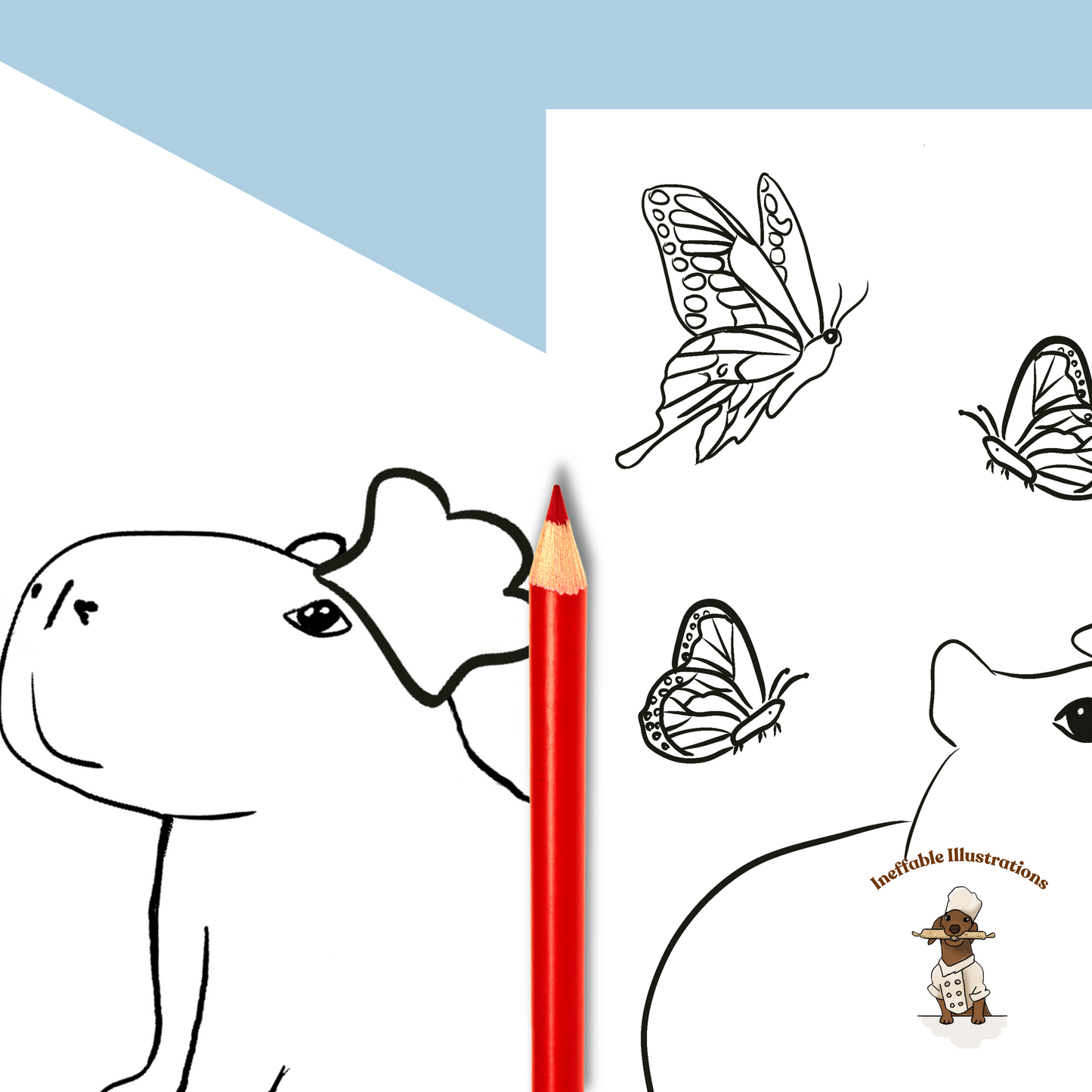 Capybara Coloring Pages Bundle: Printable Animal Coloring Sheets for Kids and Adults, Relaxing Pet Art Therapy Gift - Ineffable Illustrations