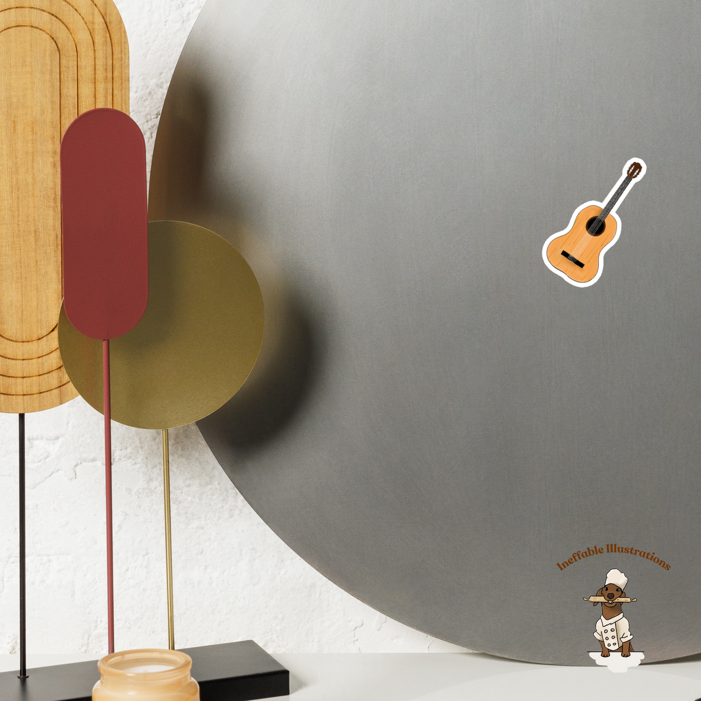 Hand Drawn Guitar Magnet - Unique Music Lover Gift, Decorative Fridge Magnet, Acoustic Guitar Art Accessory