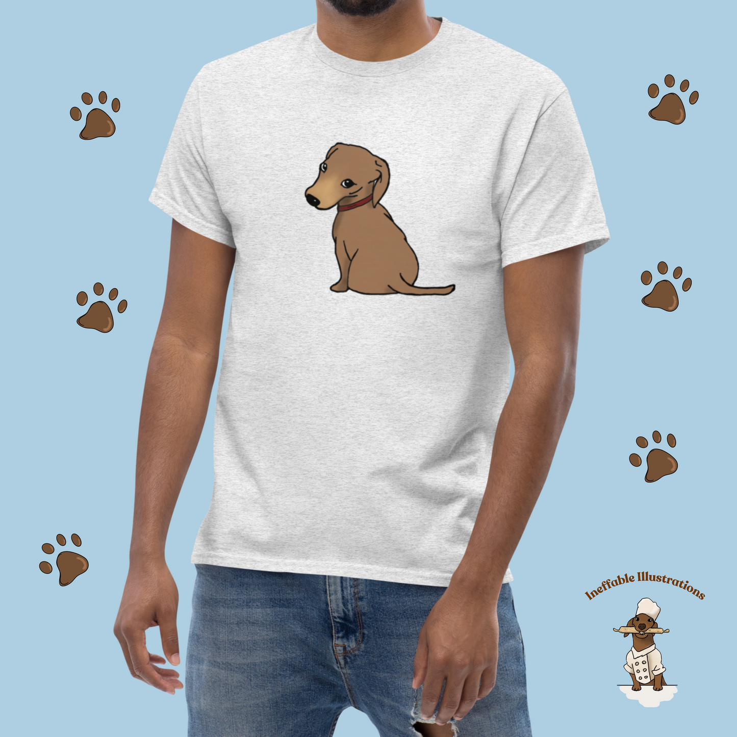 Shirt. Dachshund T-Shirt, Unisex Classic Tee with Cute Dachshund Oliver Design, Funny Pet Lover Gift, Dog Mom or Dad Apparel, Hand Drawn - Ineffable Illustrations