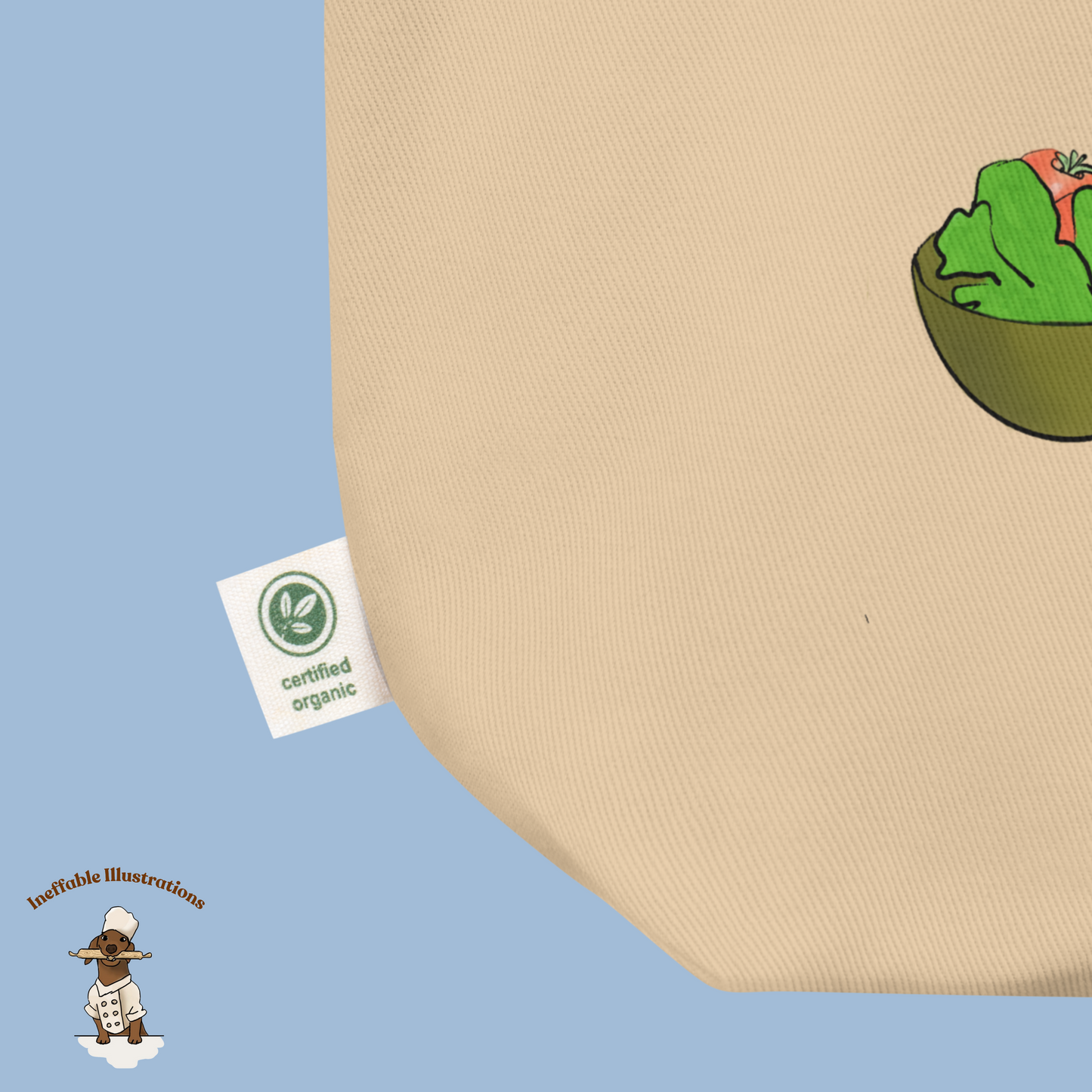 Eco Tote Bag with Cute Hand Drawn Capybara Jolly Chef Making Pizza & Salad, Reusable Shopping Bag, Eco-Friendly Gift Idea - Ineffable Illustrations