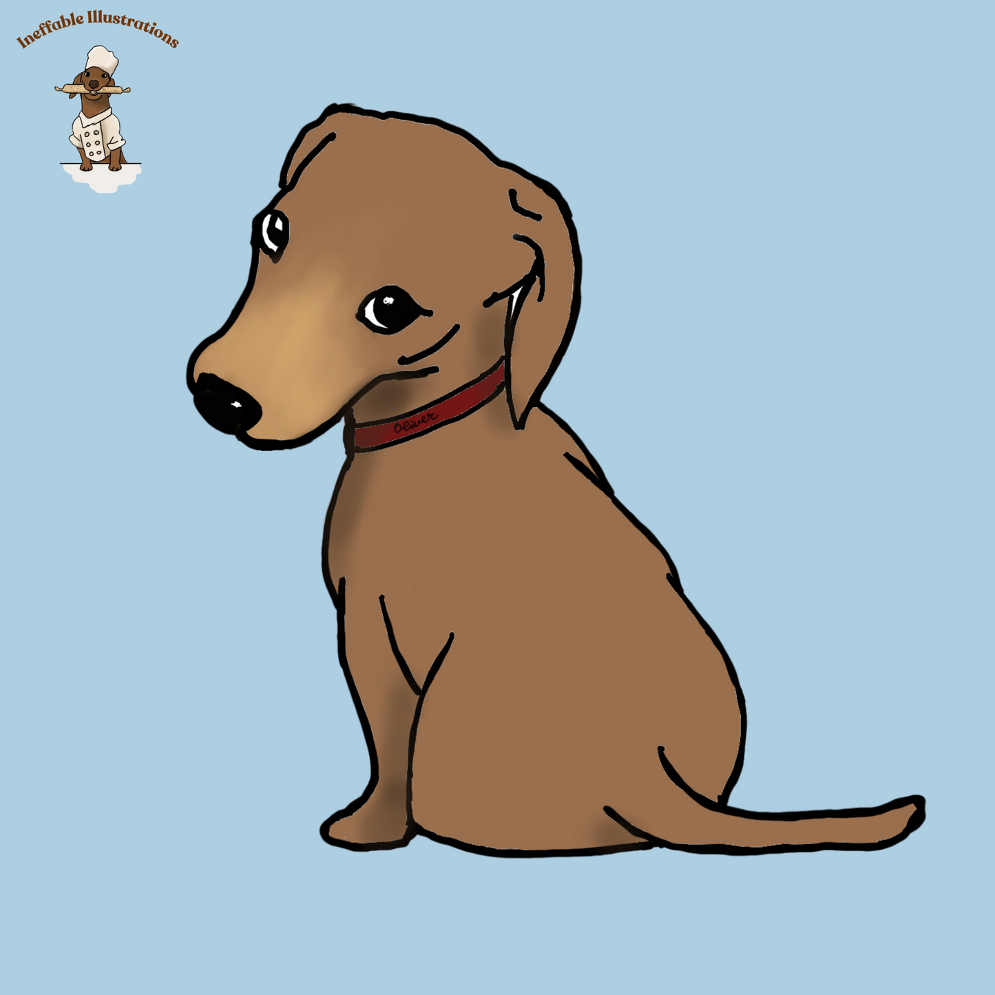 Cute Dachshund Oliver Hoodie | Unisex Hand-Illustrated Dachshund Design | Cozy Pet Lover Gift | Casual Wear for Dog Lovers - Ineffable Illustrations