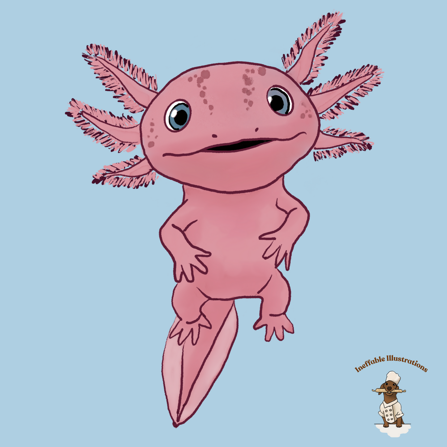 Cute Axolotl Youth T-Shirt | Adorable Axolotl Alex Hand Drawn Design for Kids | Fun Graphic Tee for Axolotl Lovers & Gifts