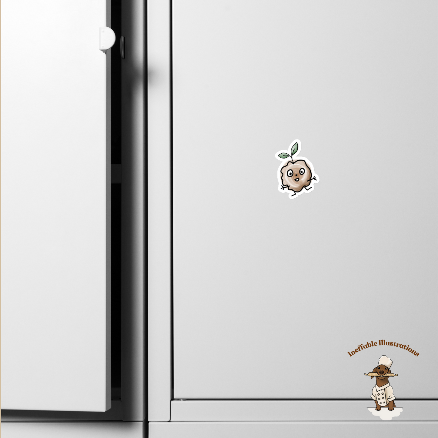 Magnet. Cute Earth Peace Rocco Magnet with Broccoli Sprout - Eco-Friendly, Fun Home Decor, Unique Gift Idea - Ineffable Illustrations