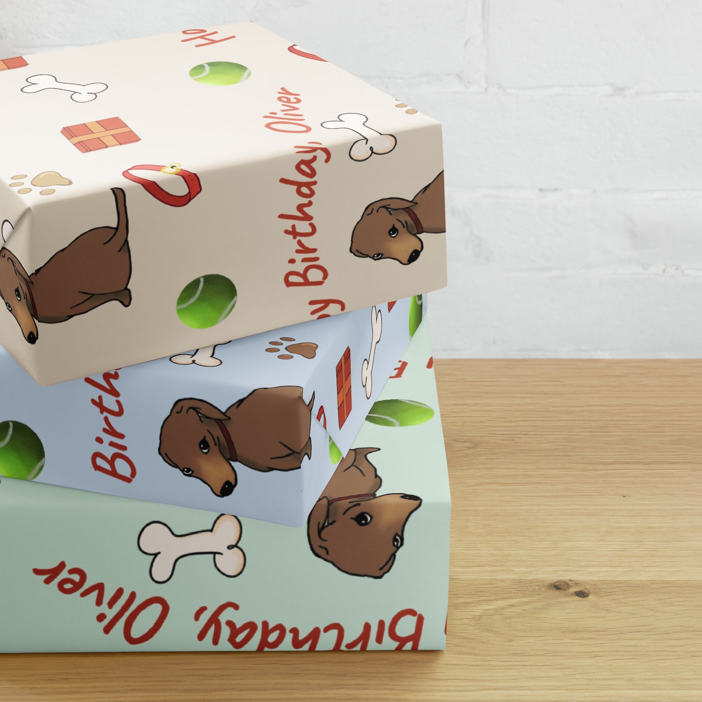 Personalized Dachshund Wrapping Paper - Festive Gift Wrap for Dog Lovers & Pet Parents - Cute Birthday Gift Wrap Sheets - Ineffable Illustrations