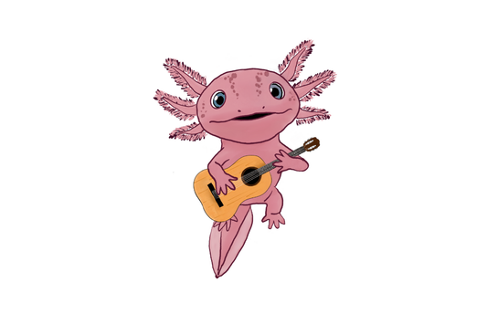 Axolotl Alex starts to play guitar - Ineffable Illustrations