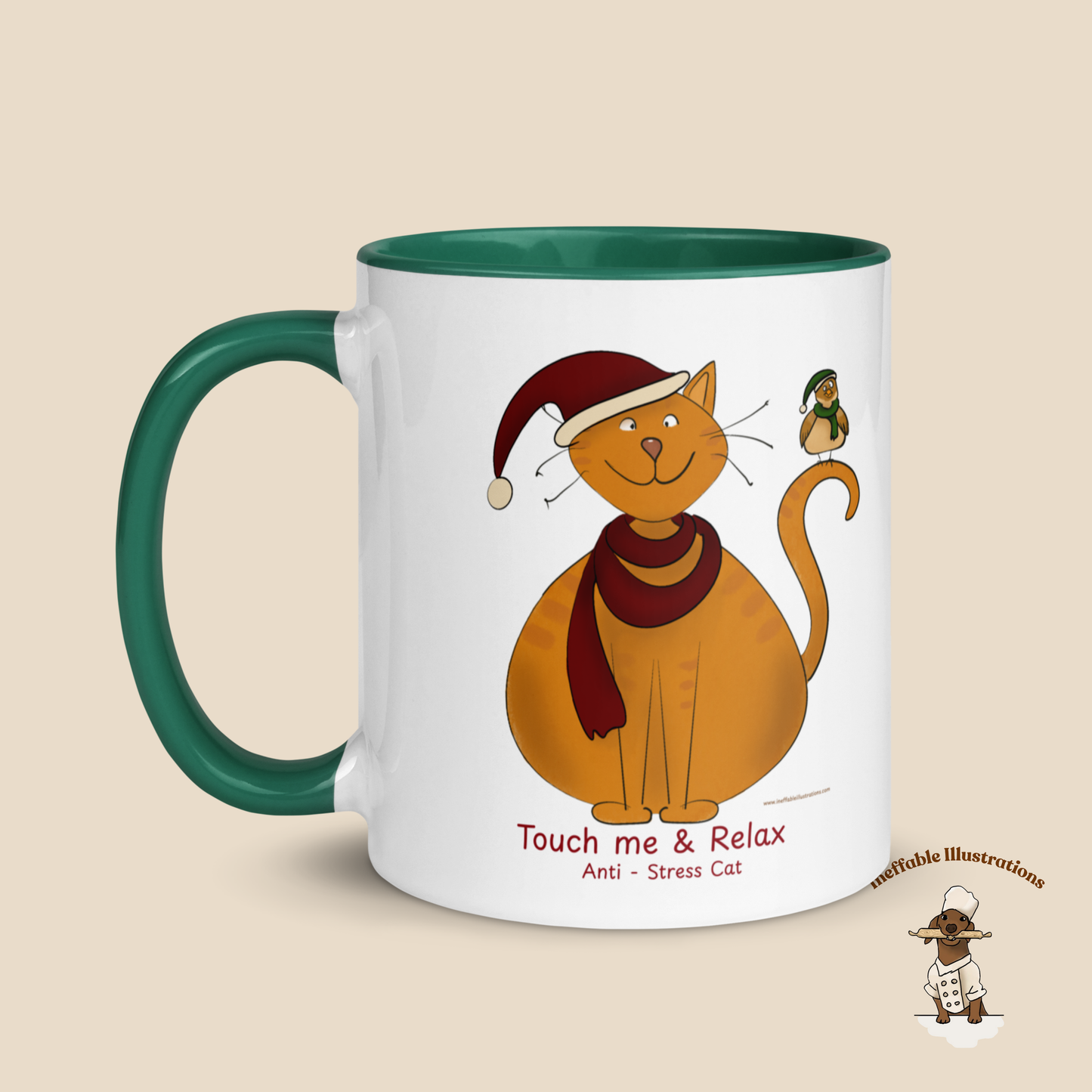 Christmas Anti-Stress Cat Mug - Touch Me & Relax Anti-Stress