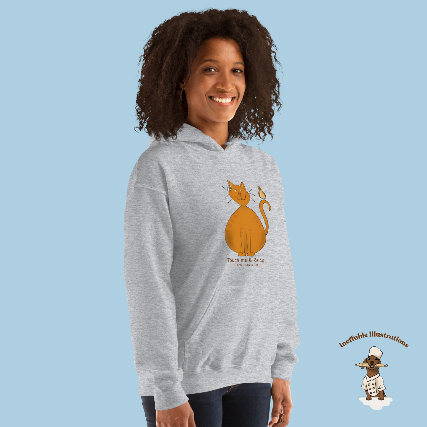 Touch Me & Relax Anti-Stress Ginger Cat Hoodie - Unisex Sweatshirt