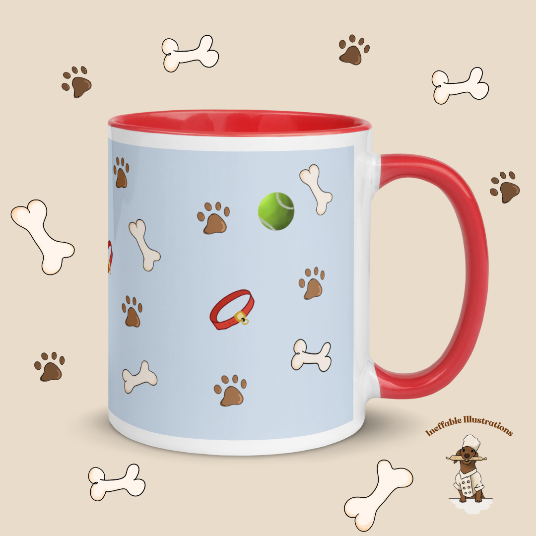 Mug: "Olivers joys". Dog Lover Mug | Color Inside Coffee Cup, Unique Gift for Dog Owners, Fun Hand-Illustrated Ceramic