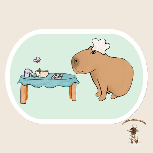 Capybara Chef Magnet with Cute Butterfly, Caterpillar & Ant Helpers - Kitchen Decor, Animal Lover Gift, Cute Refrigerator Magnet