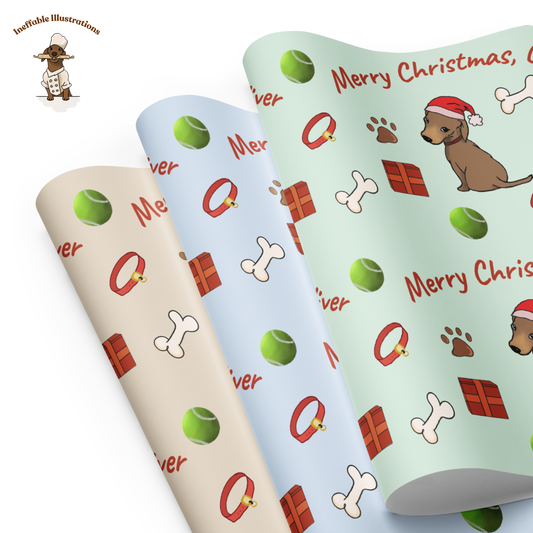 Personalized Dachshund Christmas Wrapping Paper - Custom Name Gift Wrap with Oliver - Festive Holiday Gift Wrap Sheets