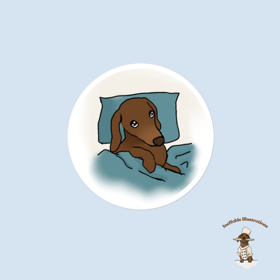 Sticker: Sleepy and lazy dachshund Oliver. Cute Dachshund Design, Lazy Dog Lovers Gift, Funny Pet Decal, Waterproof Vinyl Art