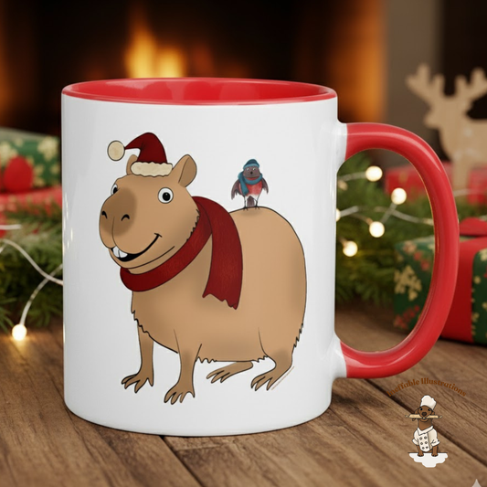 Christmas Jolly Capybara Mug with Santa Hat