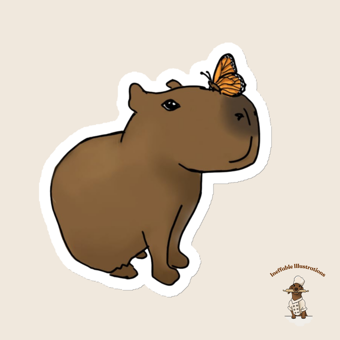 Capybara Magnet with Cute capybara Jolly & Butterfly design | Animal Lovers Gift, Fridge Decor, Cuteness Overload